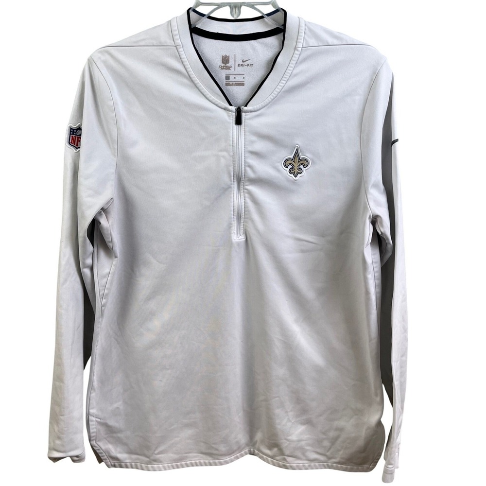 New‎ Orleans Saints White NFL On Field Nike Dry Fit 1/4 Zip Pull Over Large READ